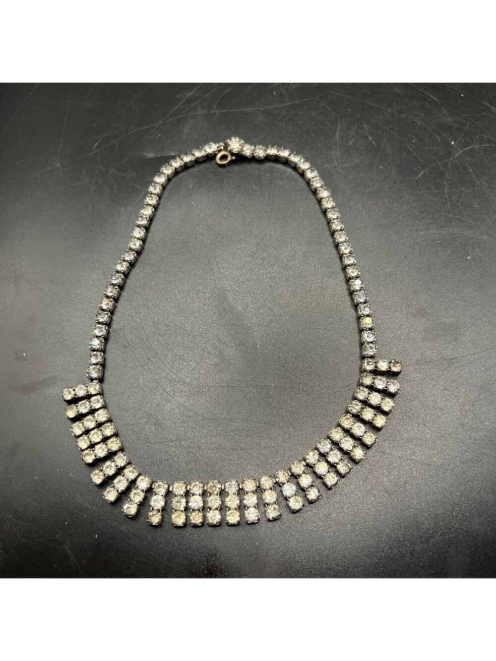 Vintage Rhinestone Necklace Kramer of New York Graduated Fringe Design Bridal